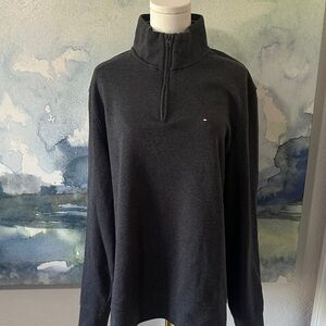 Tommy Hilfiger L 100% Cotton Charcoal Zip-Up Sweater